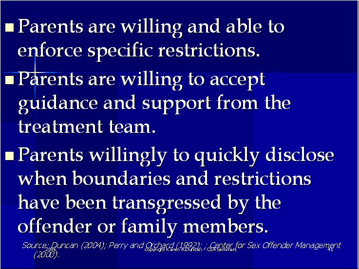 Parents are willing Juvenile Sex Offenders CEUs 